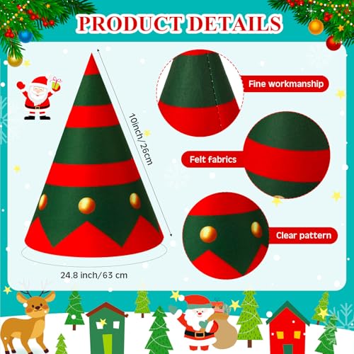 Christmas Elf Gnome Felt Hat Bulk 36pc - Dwarf Cone Party Hats