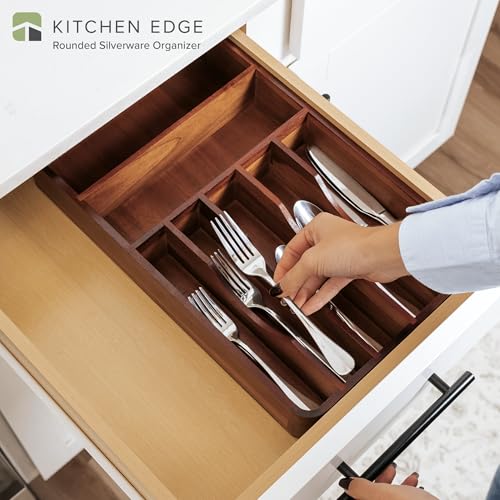 KitchenEdge Acacia Flatware & Utensil Organizer - Natural, Fixed 10.5 In