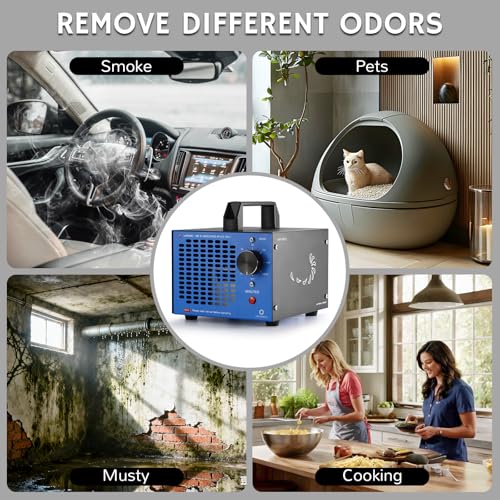 Airthereal MA5K Blue Ozone Generator 2000 Sq Ft, 120-Min Timer, Odor Eliminator