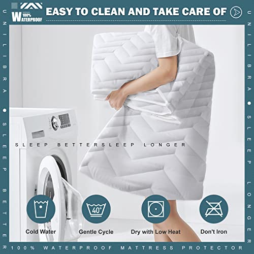 Queen Waterproof Mattress Protector Quilted Microfiber Deep Pocket Cover - White