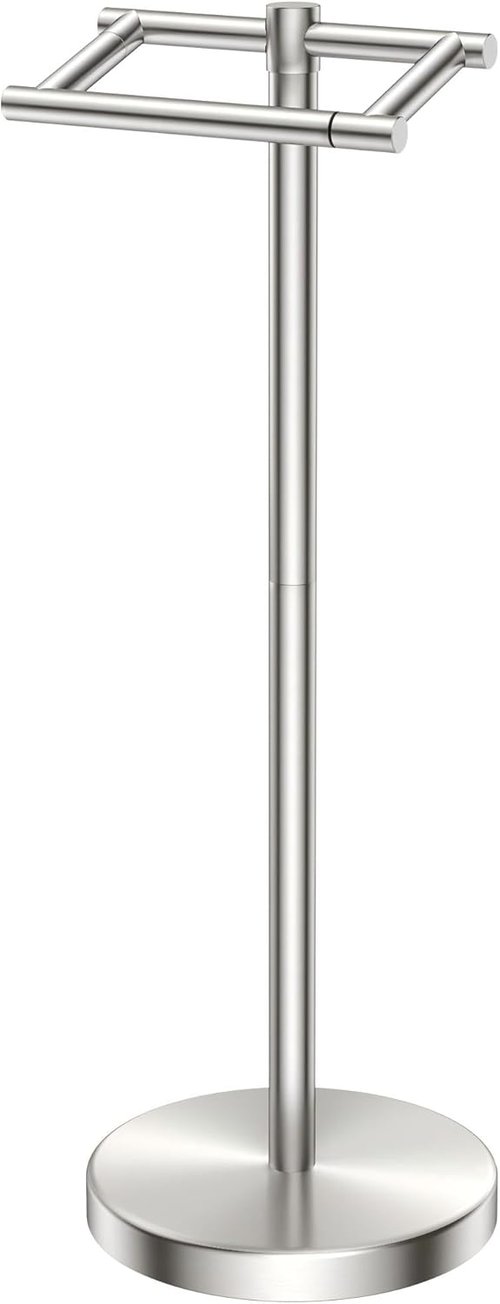 FORIOUS Stainless Steel Toilet Paper Holder - Rustproof Double Post Pivoting Design | Brushed Nickel Finish