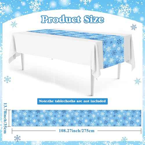 4 Pieces Snowflake Table Runners, Winter Wonderland Holiday Christmas Xmas Birthday Party Favors Supplies Table Runner Party Decorations Table Cover Table Cloth(13 x 108 Inch)
