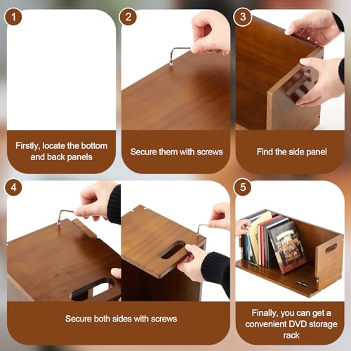 CroBlissful Brown 4-Pack Wooden DVD Storage Shelves Holds 104 DVDs