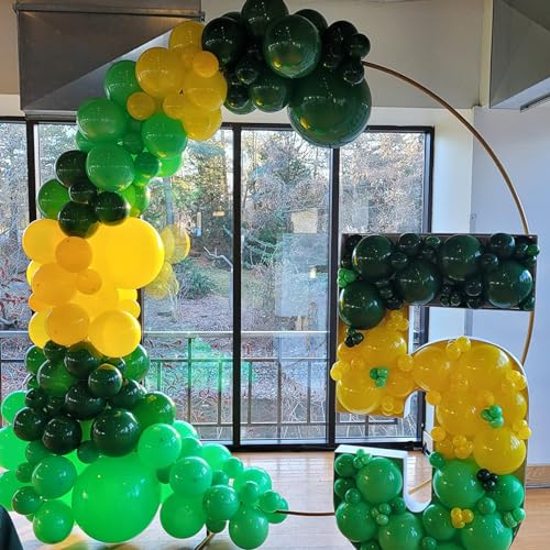 Green Balloons - 12 inch 100pcs Latex - Round Green Birthday Balloons with 2 Ribbons for Birthday, Dinosaur, Jungle, Christmas, Baby Shower Party Decorations