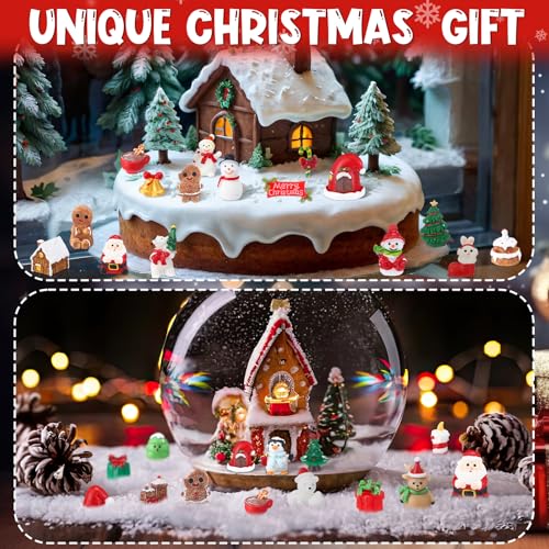 Christmas Mini Figurines Set - 65 Resin Holiday Decorations for Crafts & Mini Landscapes