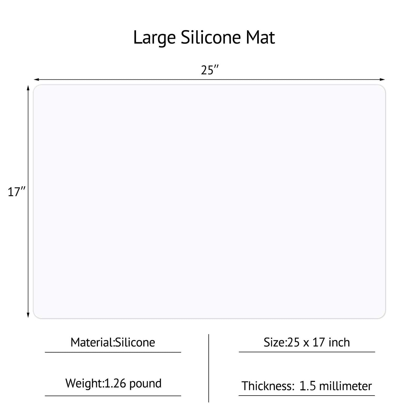 Gartful Silicone Mats for Kitchen Counter, Thicker 0.06", 25 x 17 inches Multipurpose Table Mat, Silicone Pad Desk Work Mat, Nonstick Nonskid Heat-Resistant Pad, Placemat, Translucent, 2PCS