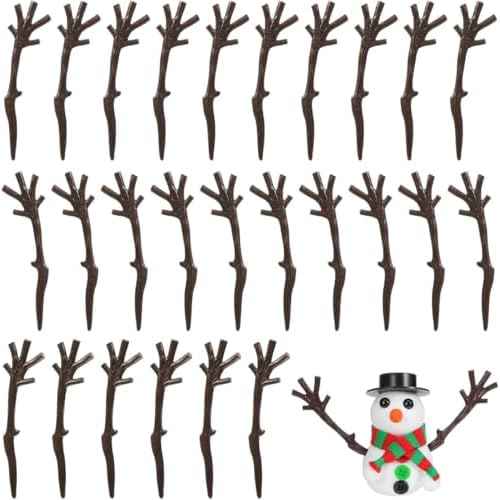 100Pcs Mini Christmas Snowman Hand, Mini Twigs Deer Antlers Shaped Tree Branches Snowman Crafts Kit for Winter Decorations