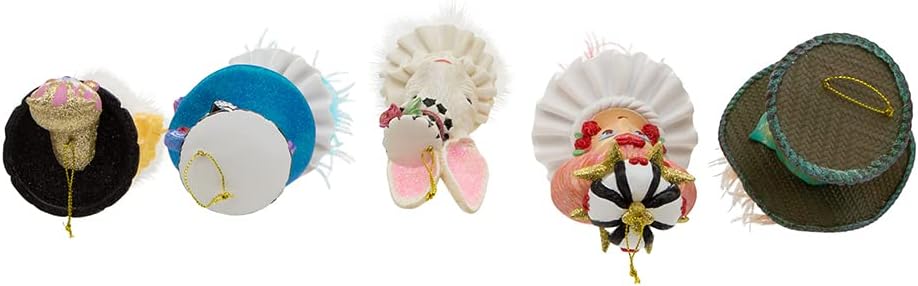 Kurt Adler 6.25-Inch Resin Hollywood Hats Ornament Set - 5 Unique Designs for Festive Decor
