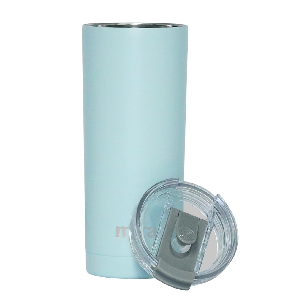 MIRA 20 oz Stainless Steel Vacuum Insulated Tumbler with Multi-Use Flip Lid & Straw - Travel Tumbler Cup for Hot or Cold Drinks - Pearl Blue