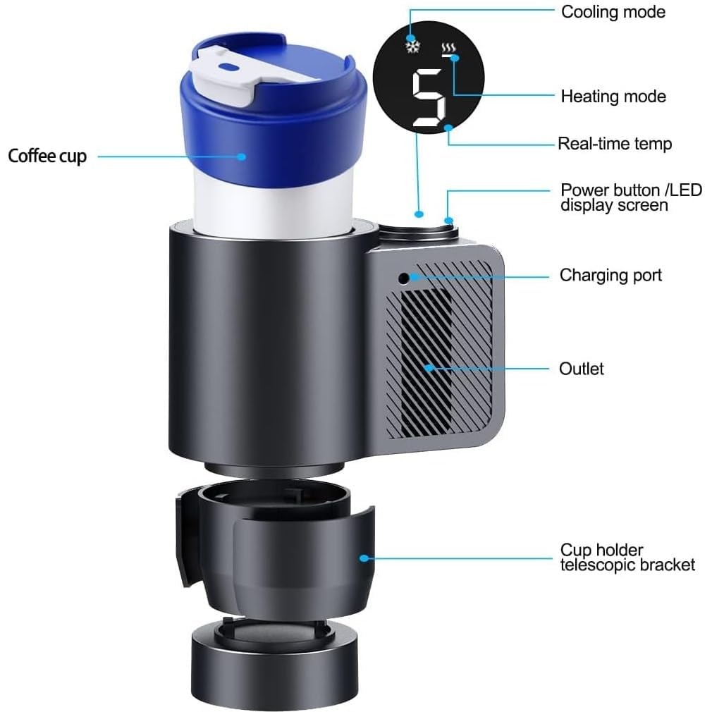 2-in-1 Smart Cups Cooler Warmer for Car with Small Coffee Cup, 12V 36W Car Cooling and Heating Cup Mug Holder, Universal Intelligent Car Heater Cooling Travel Mug for Water Milk Coffee Beverage