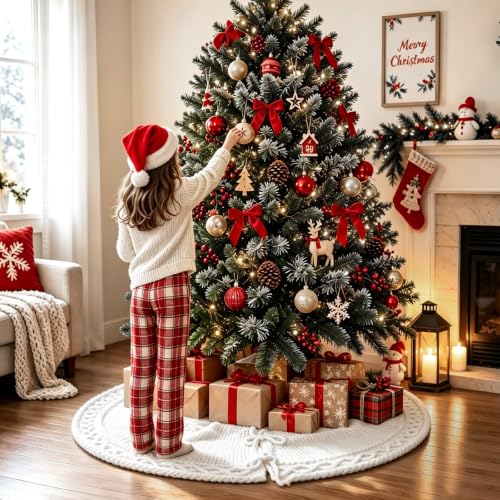 CCINEE White Christmas Tree Skirt 36 Inch Farmhouse Rustic Holiday Decor