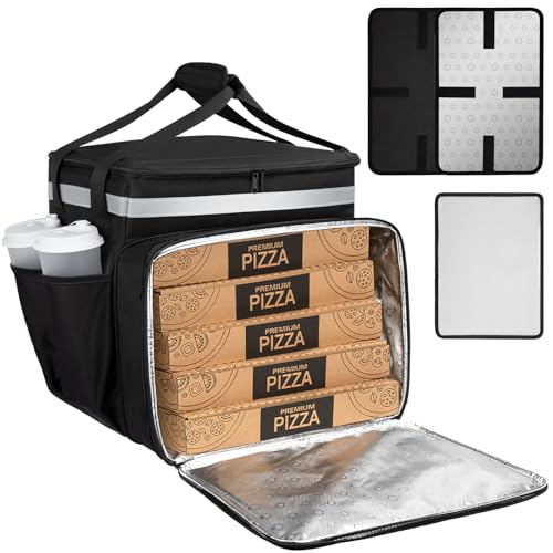 Wigojoy Black Expandable Food Delivery Backpack L for Hot & Cold Orders