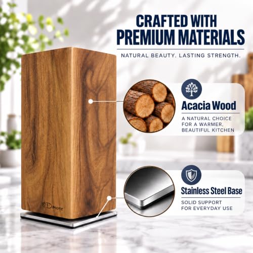 Dmore magnetic knife block without knives 360° rotatable holder stand
