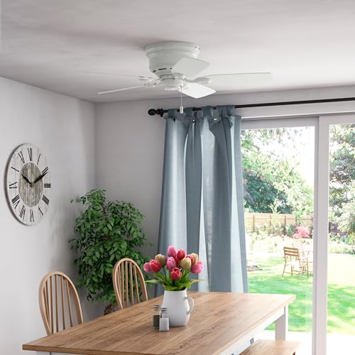 Hunter Low Profile IV 42 Inch Indoor Ceiling Fan - Snow White, No Light, Flush Mount