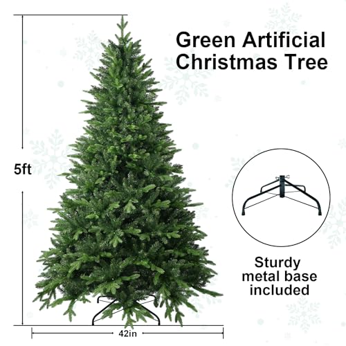 5FT Unlit Artificial Christmas Tree - Realistic 1239 Tips for Small Rooms