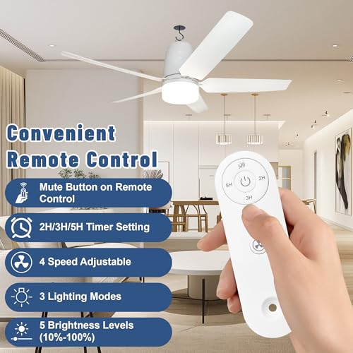 Solar Outdoor Ceiling Fan Light - 31.5 Inch Portable Gazebo Fan with Remote & Hook