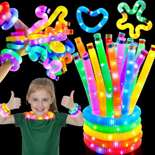 JOYIN 9 Pack Halloween Glow Sticks Party Favors for Kids, Light Up Pop Tubes Glow Necklaces Bracelets Party Supplies for Toddlers Boys Girls Birthday Gifts, Christmas, Goodie bags