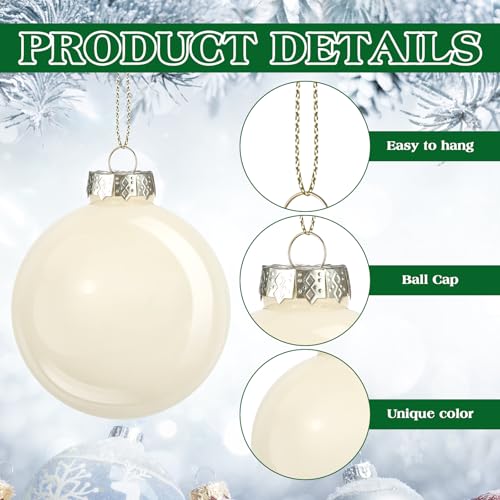 Hollowfly 16 Pcs 2.36 Inch Wool White Glass Ball Christmas Tree