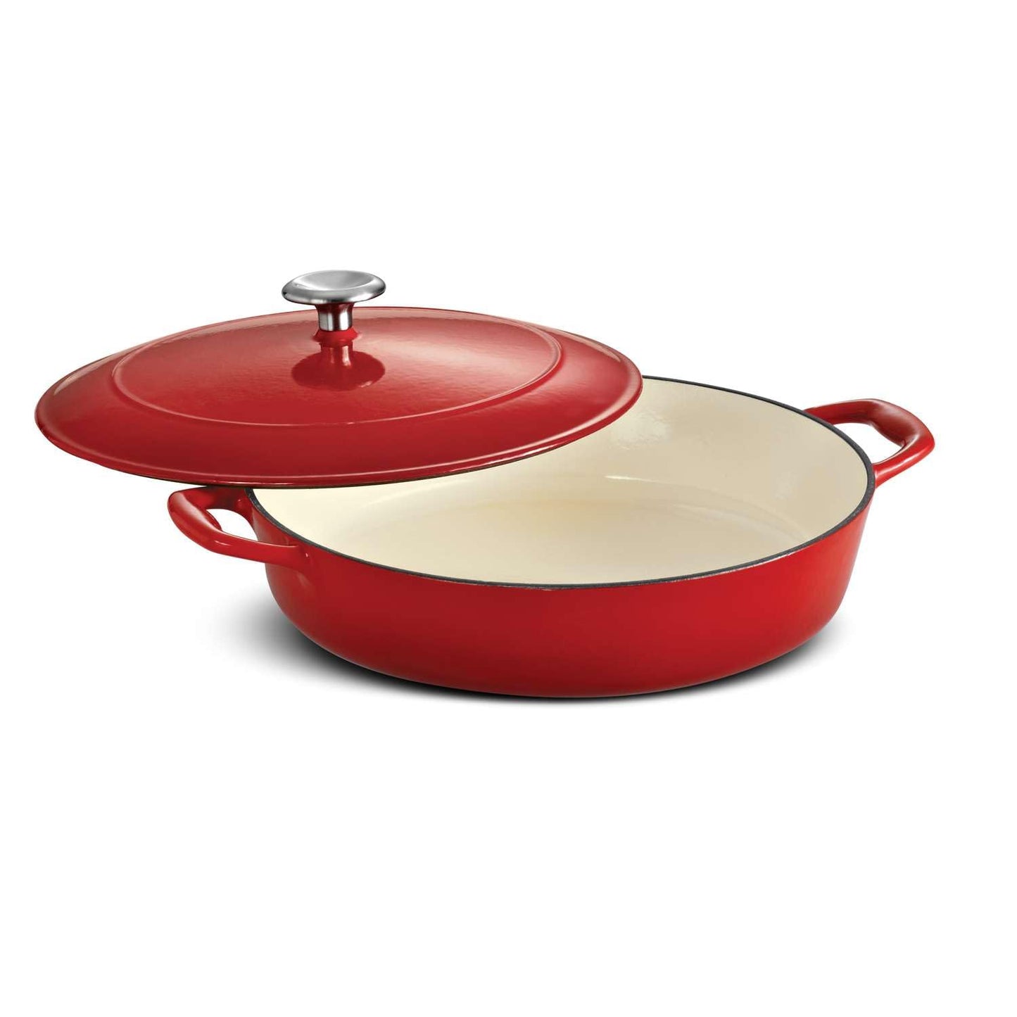 Tramontina Bestow Enameled Cast Iron Braiser Pan with Lid, 4-quart, Cactus with Gold Knob