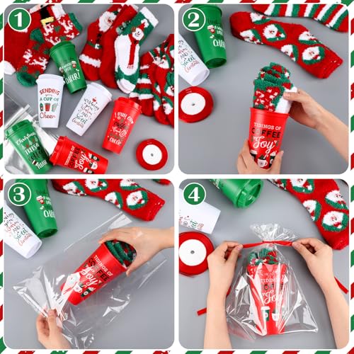 Pickmesh Classic 24-Pair Christmas Sock Gift Set with Holiday Coffee Cups