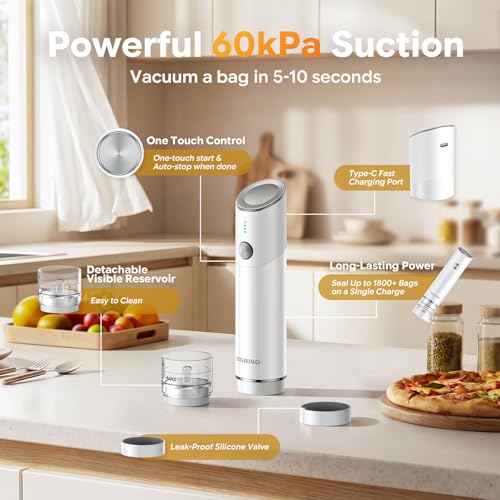 Bigwind Handheld Vacuum Sealer Kit with 45 Reusable Bags - Compact Food Saver