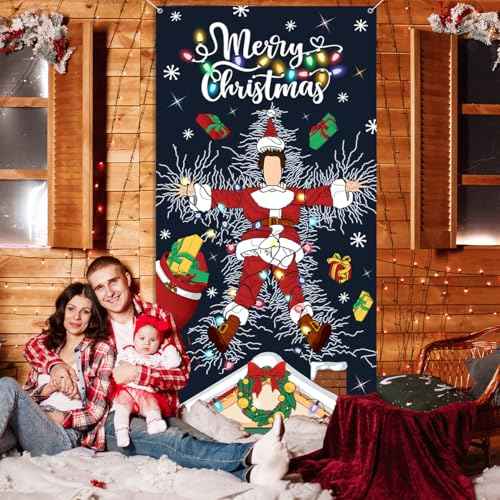 Merry Christmas Decorations Christmas Vacation Door Cover Xmas Front Door Banner Decorations Funny Hanging Banner for Home Holiday Christmas Decor