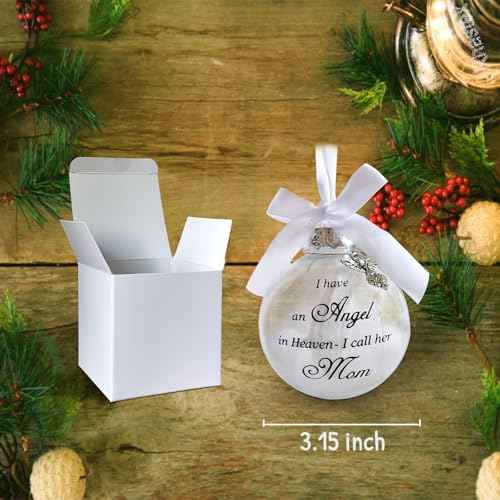 Memorial Christmas Ornament Xmas Ball I Have an Angel in Heaven I Call Her Mom Special Christmas Memorial Ornament for Loss of Loved One Sympathy Gift Angel Ornaments for Christmas Tree (MOM)