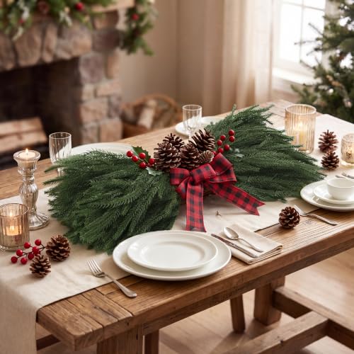 16 Pcs Artificial Norfolk Pine Stems, 18 Inch Christmas Greenery For