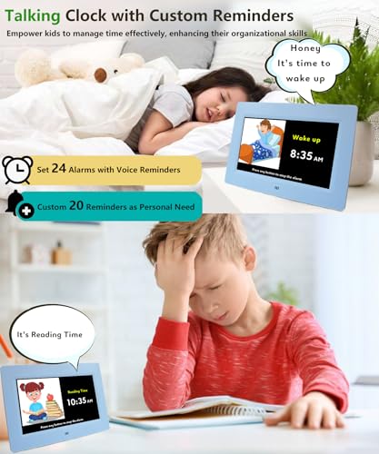 Kids Digital Teaching Clock with Talking Time & Reminders - Blue, Variation of Kids-Blue