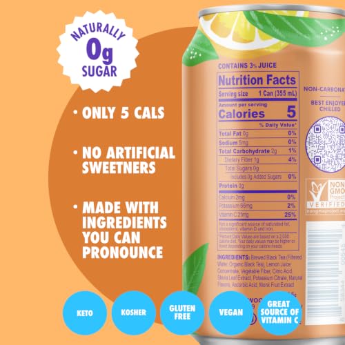 Half Lemonade & Half Iced Tea - Low Carb, Keto, Gluten-Free, Natural Sweetener Pack of 12