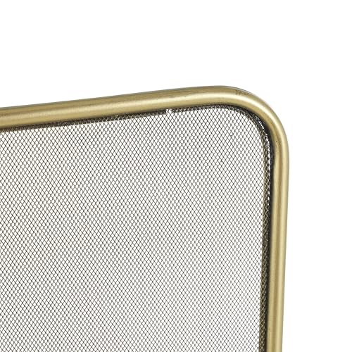 Gold Metal Geometric Fireplace Screen - 38 Inch Indoor Decor