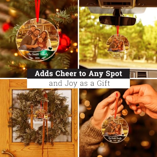 Personalized Christmas Ornament 2026 – Crystal Glass Photo Ornament, Soul Décor