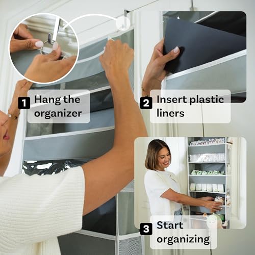 Over Door Hanging Organizer 5-Tier Storage Grey - Renter-Friendly, Easy Install