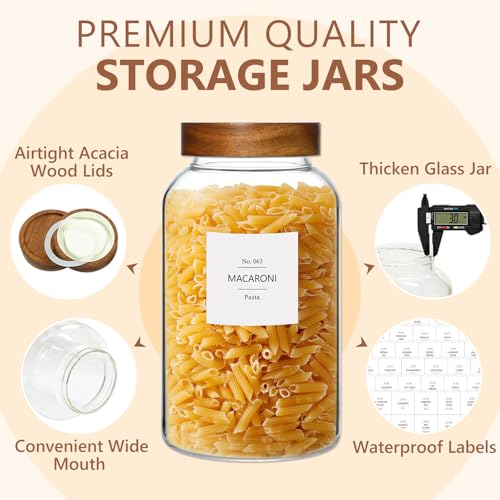 88oz Glass Food Storage Jars with Acacia Lids - Large Kitchen Container Set - Variation of THIS listing