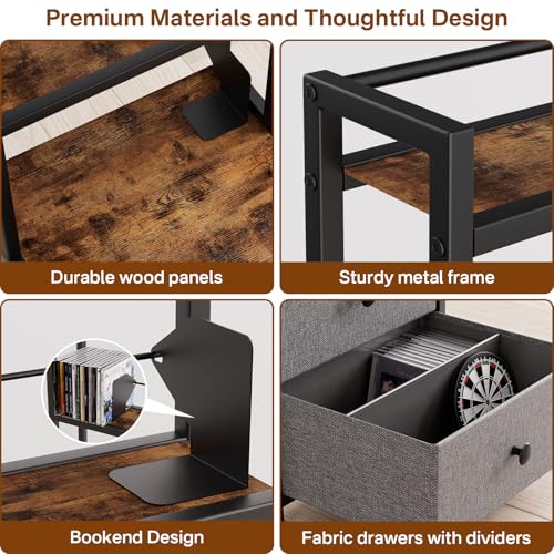 Black CD & DVD Storage Rack with Drawer - 5-Tier Media Organizer