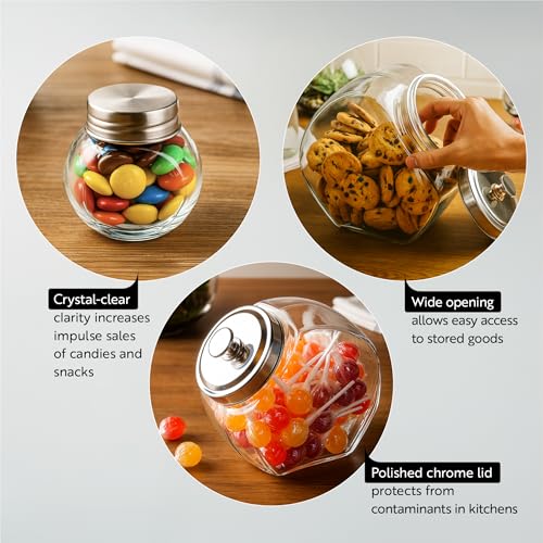 Restaurantware 1 Gallon Clear Glass Candy Jar with Chrome Lid - Wide Opening, Airtight Seal - Model: THIS listing