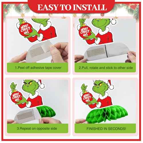 12pcs Christmas Decorations Honeycomb Centerpieces,Christmas Birthday Party Table Decorations,Green Red Centerpieces for Tables