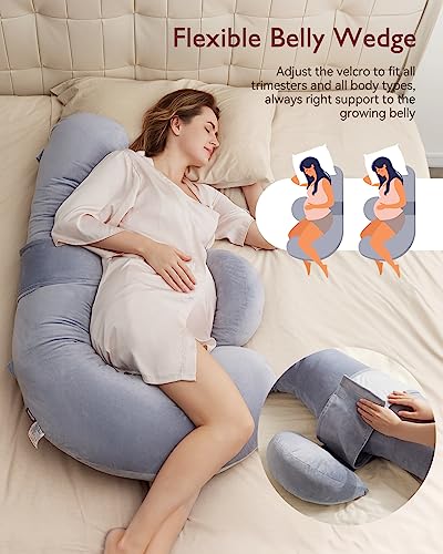 Gray Pregnancy Body Pillow with Adjustable Wedge Support - Momcozy