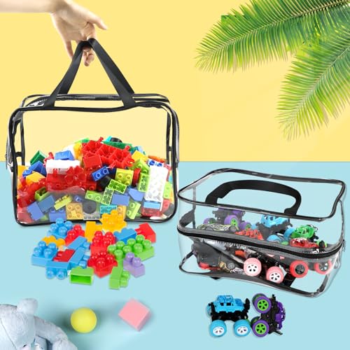 XL Waterproof Toy Storage Bags with Labels - Black, 6 Pack
