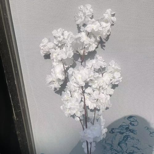 50 Pieces White Simulated Cherry Blossom Branches - Realistic Faux Floral Décor
