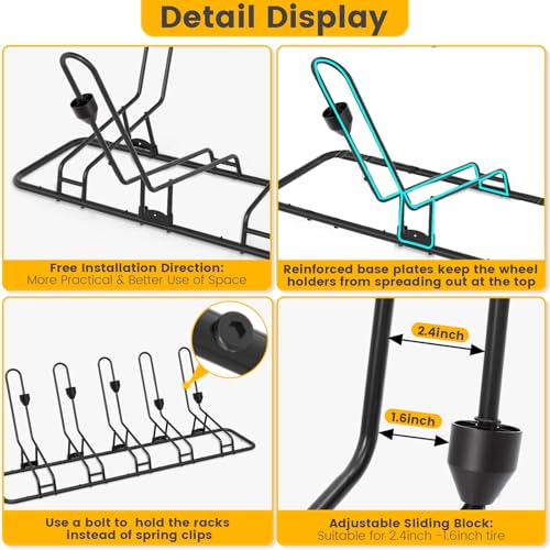 Kingarage 5 Bike Floor Rack with Waterproof Steel Frame for Indoor/Outdoor Storage