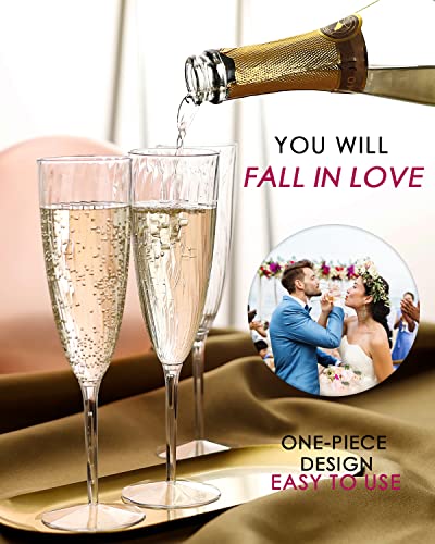 48 Pack 6 OZ Clear Disposable Plastic Champagne Flutes Reusable Wine & Cocktail Cups for Parties and Weddings