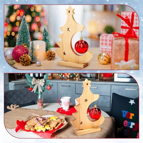 Thyle Chic Wooden Christmas Tree Ornament Holder - Holiday Desktop Decor
