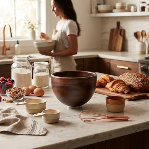 Acacia Wood Mixing Bowl for KitchenAid 5QT Mixers - 5 Quart Tilt-Head Compatible