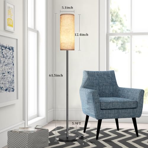PARTPHONER Beige Modern Floor Lamp with Lampshade, Tall Standing Light with Foot Switch for Living Room, Bedroom, 2 Pack