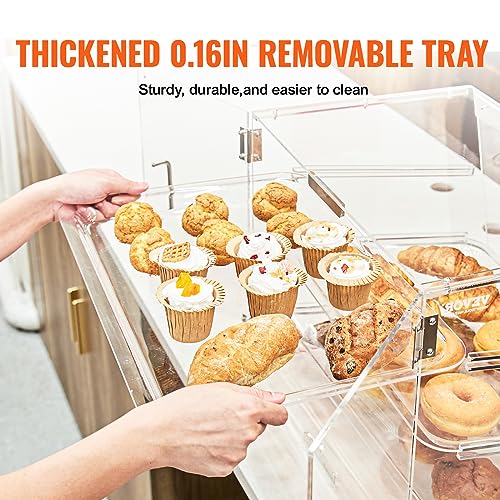 Pastry Display Case 2-Tier Acrylic Bakery Showcase with Removable Shelves & Double Door - 20.7x13.2x11.9 Inches - 2 Tray Variation