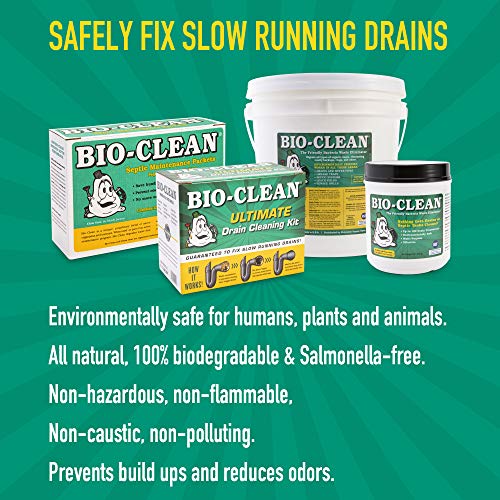 Bio-Clean Drain & Septic Treatment Can 2 Pounds - Natural Enzymes & Microbes for Plumbing & Grease Traps