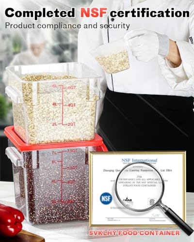 4QT Food Storage Container Set - Red Lids, NSF Certified, 4 Pieces - Variation of A-4QT-RED