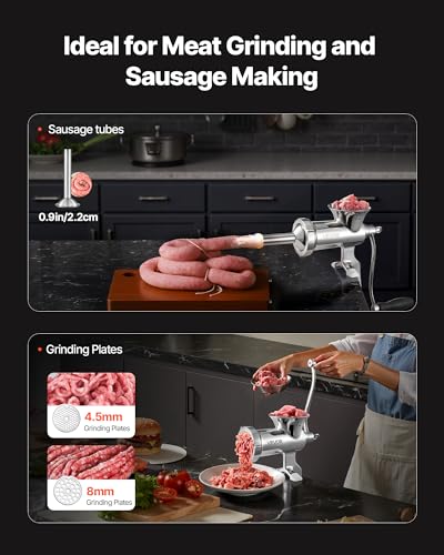 Manual Meat Grinder with Steel Clamp #12 – Stainless Steel Sausage & Mince Maker - Variation of THIS listing