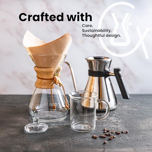 Chemex Natural Square Coffee Filter 100 Count Pack of 2 - Pure & Thick, USA Made